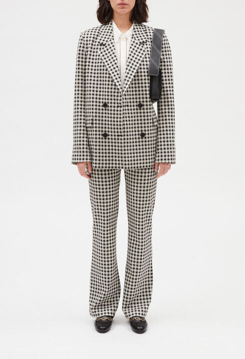 Two-tone vichy suit jacket