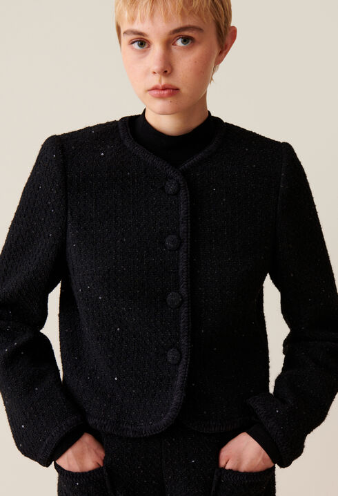 Black straight tweed jacket