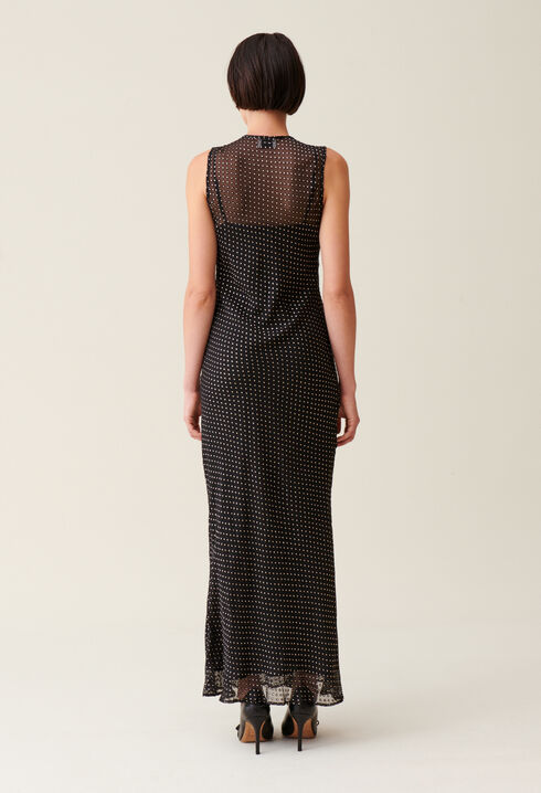 Langes transparentes Kleid Punkten