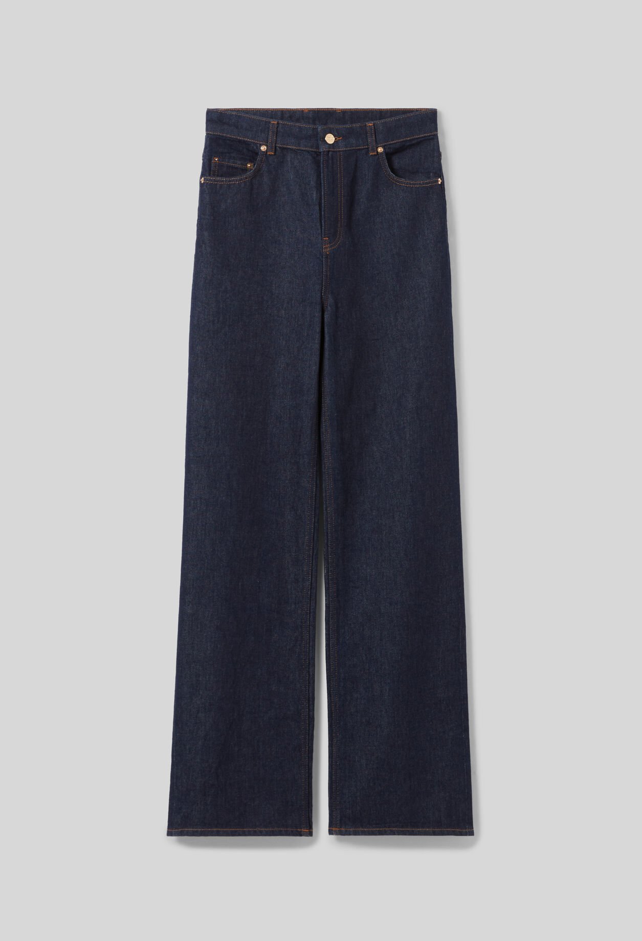 Raw denim straight-cut jeans