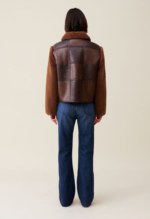 Veste bi-matière courte bicolore