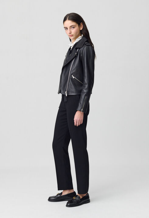 Veste cuir lisse cintrée