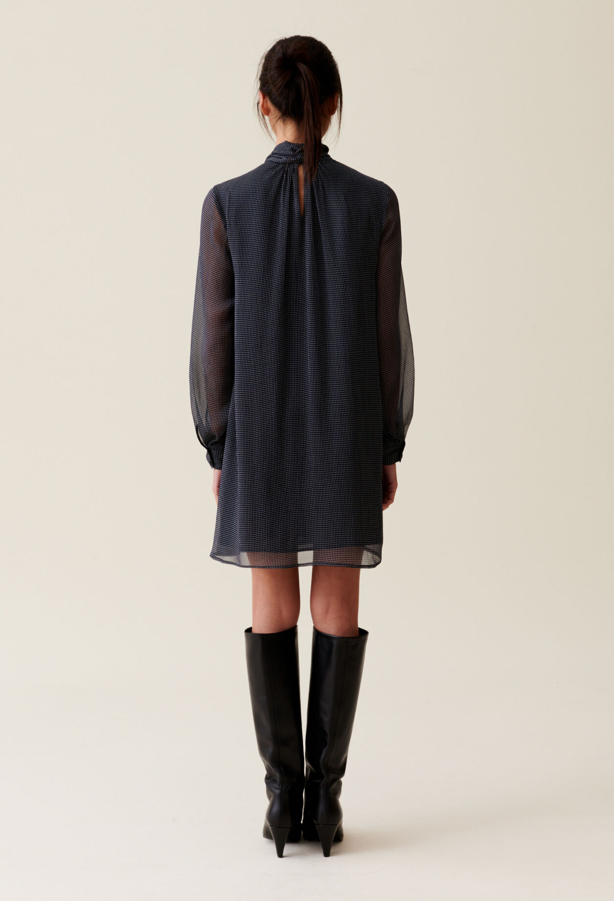 Flowy Dress with Tie Neck