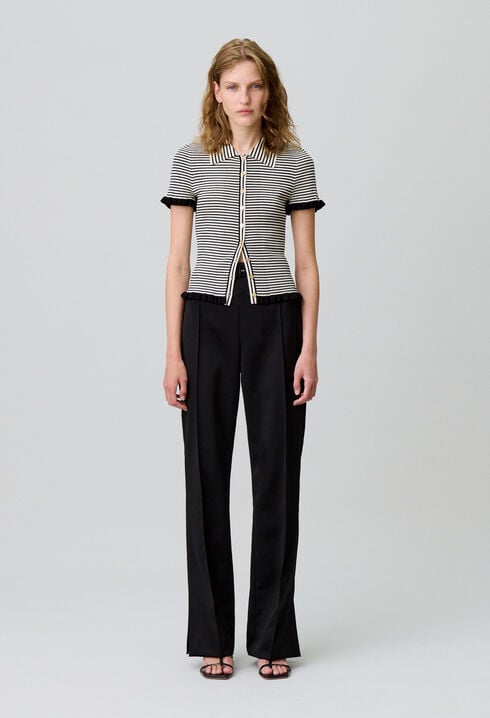 Top polo rayures boutonné