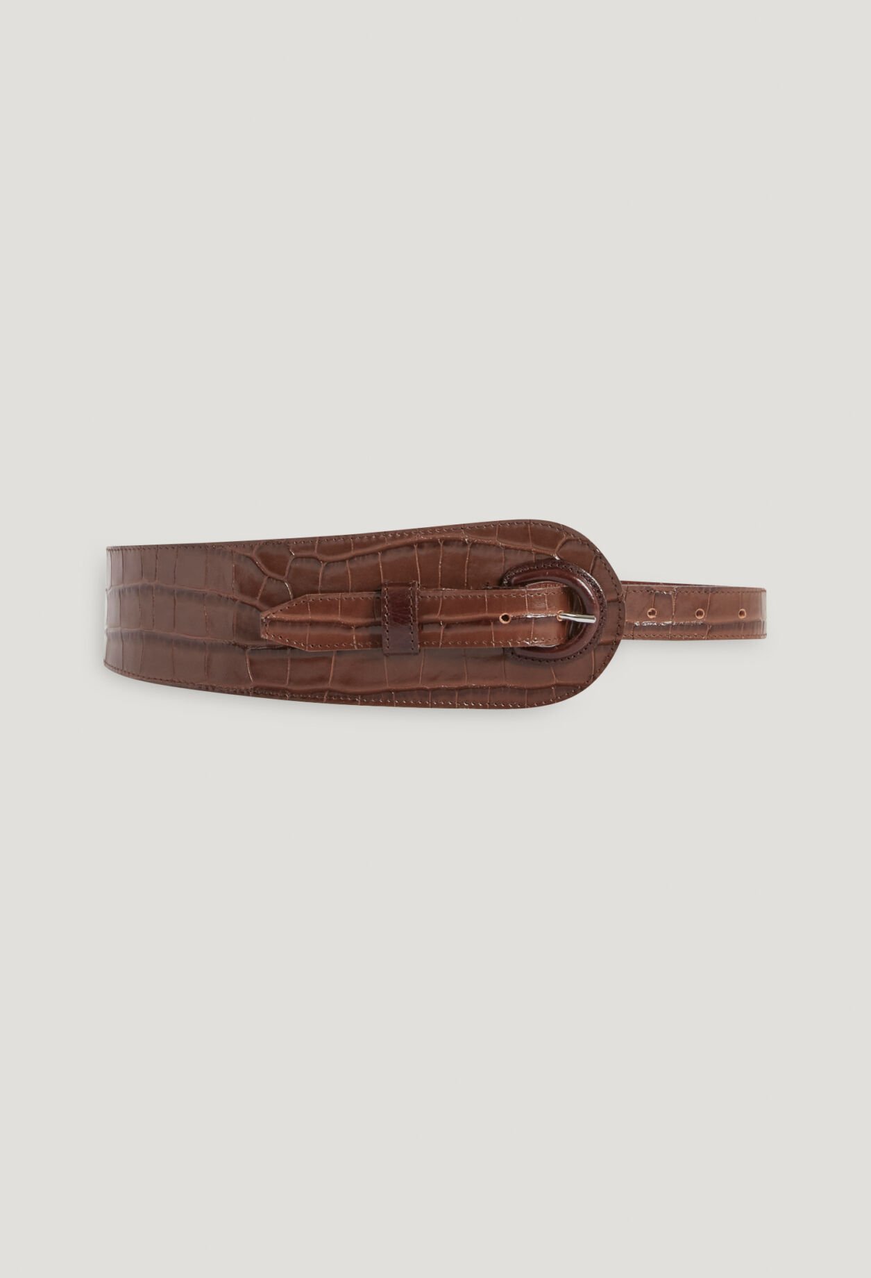 Brown embossed leather belt