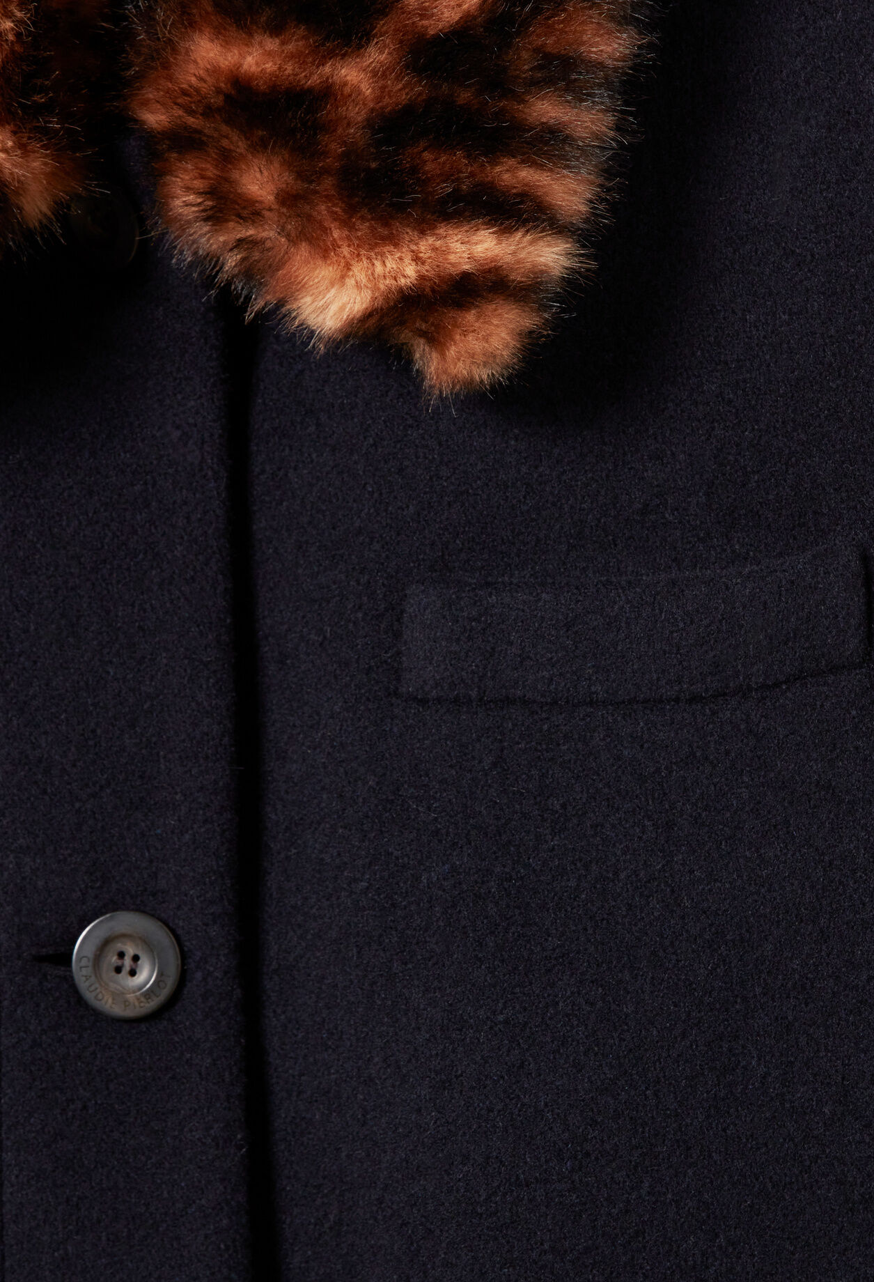 Langer Wollmantel Leopardenmuster