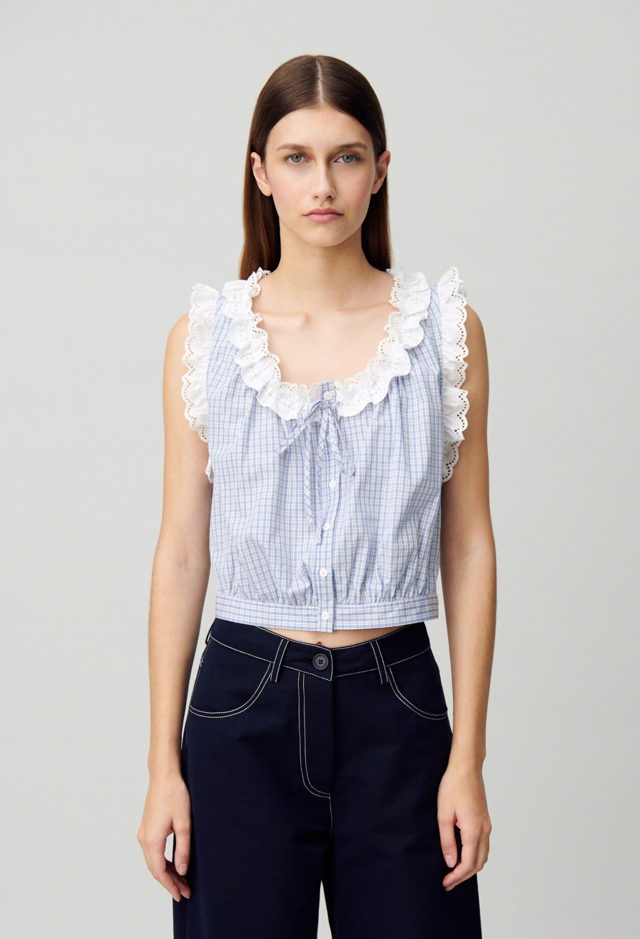 Lace checkered top