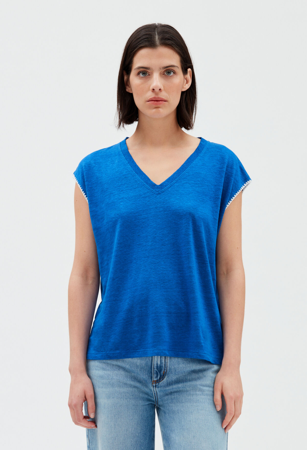 T-shirt lin bleu