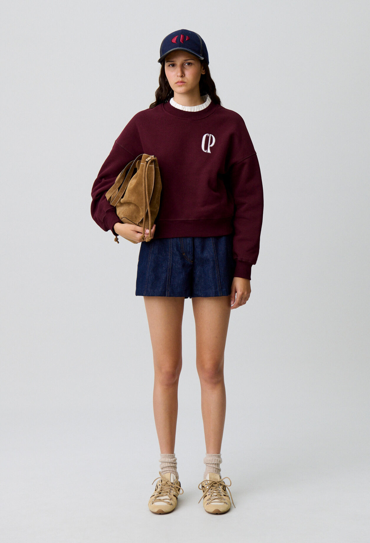 Baumwoll-Sweatshirt mit Kragen