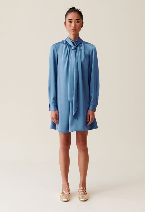 Robe fluide col lavallière noir