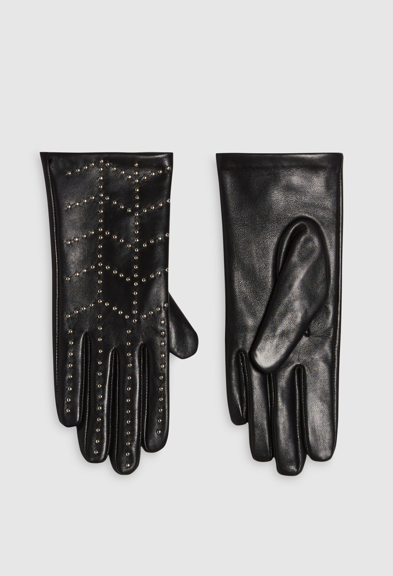 Gants noir cuir cloutés