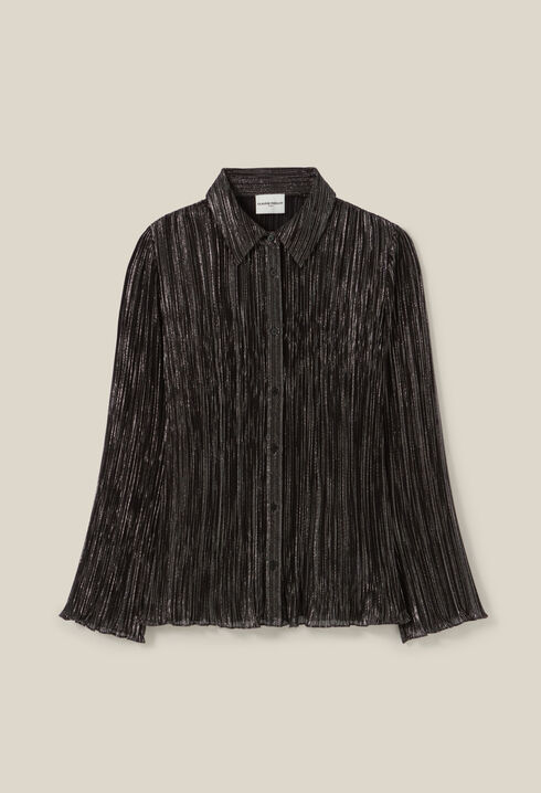 Blouse plissée fluide argentée