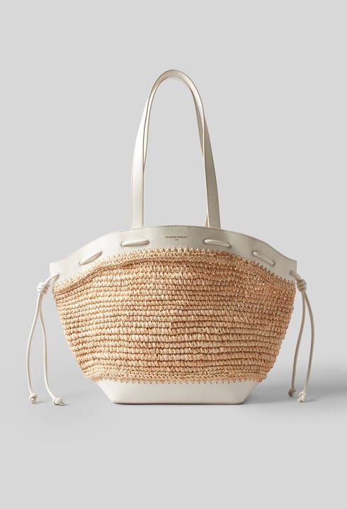 Panier raphia cuir