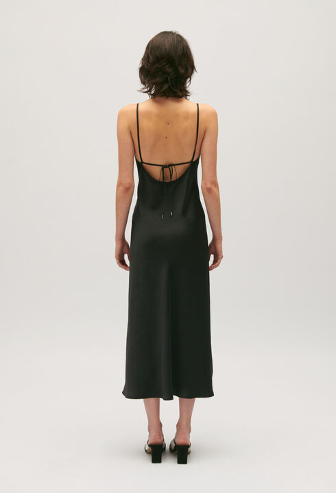 Midi-Neglig&eacute;-Kleid schwarz 