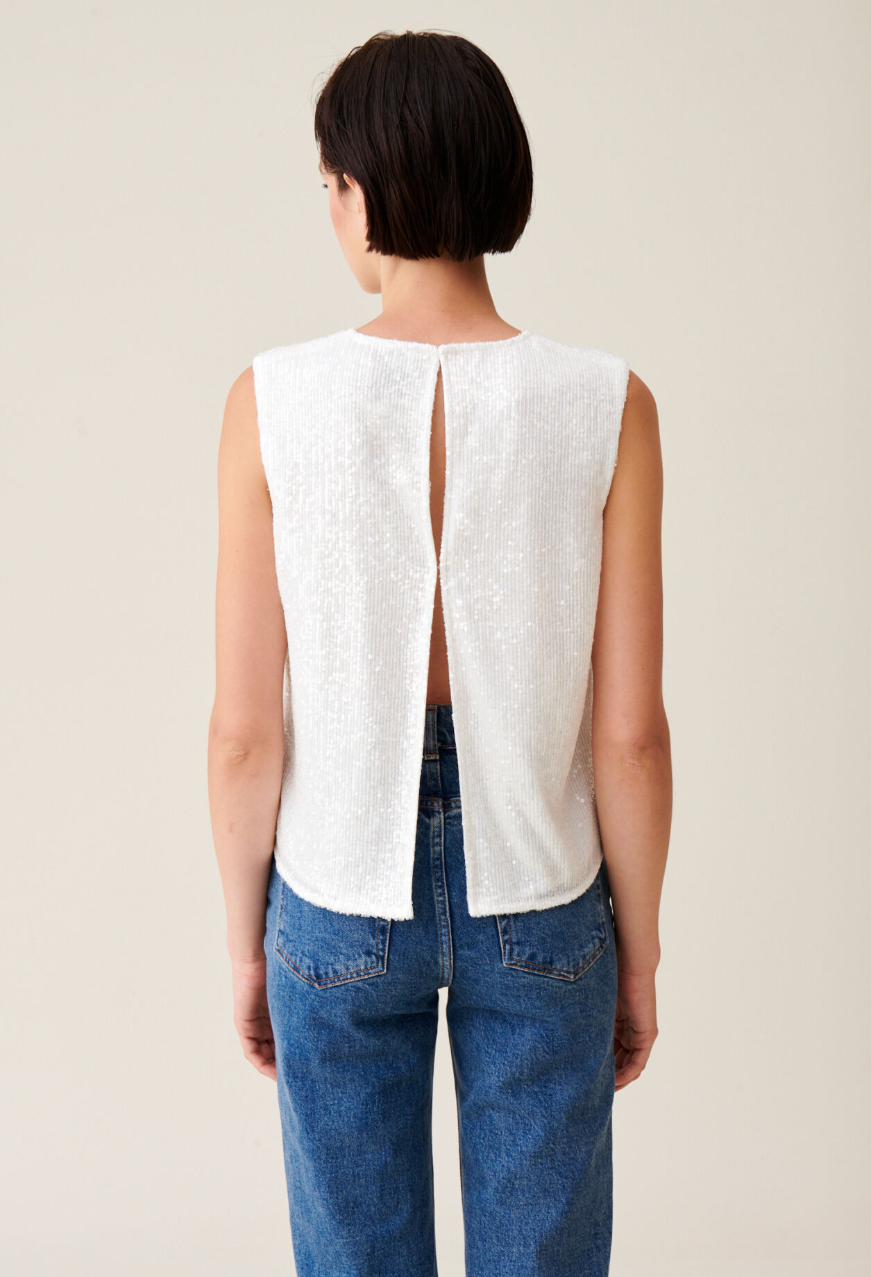 Off-white sequinned sleeveless top