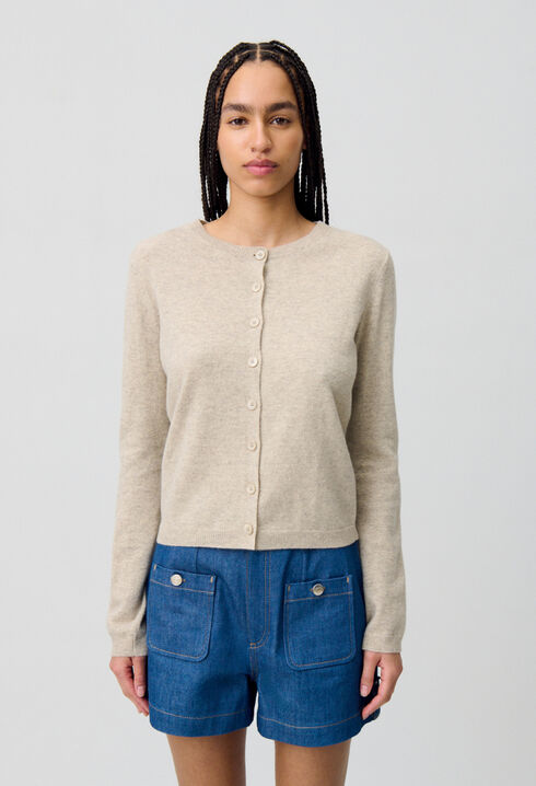 Cardigan laine boutonné broderie CP