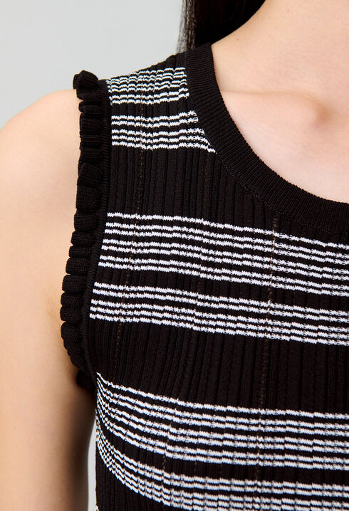 Top ray&eacute; maille volant&eacute;e