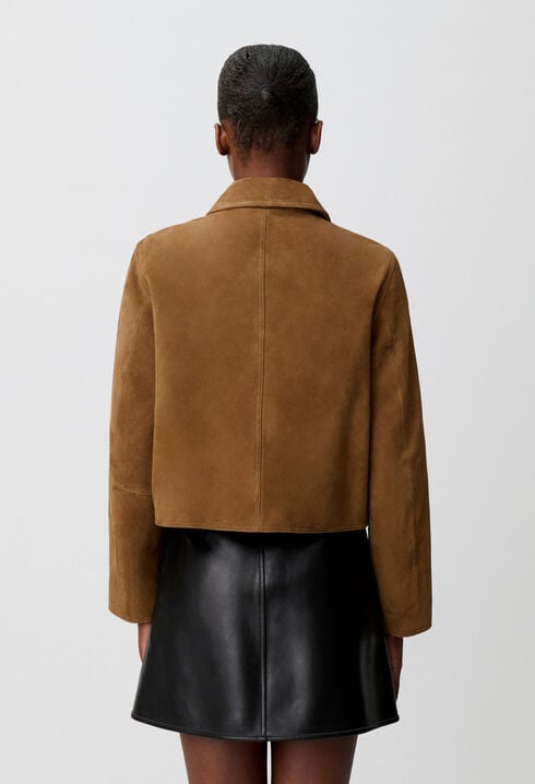 Short suede leather jacket