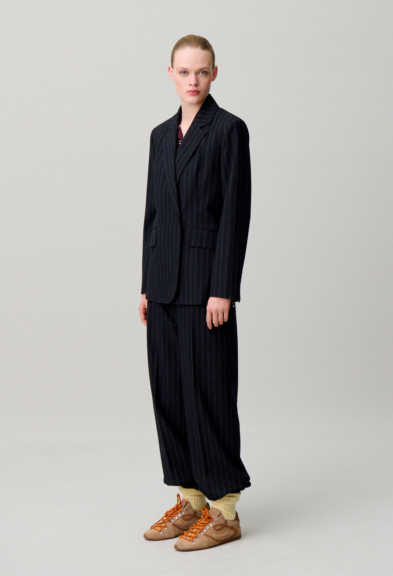 Veste ray&eacute;e laine m&eacute;lang&eacute;e