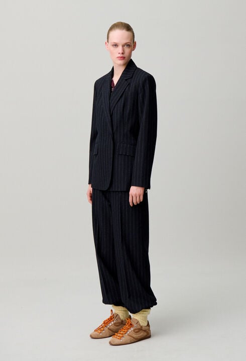Striped wool-blend jacket