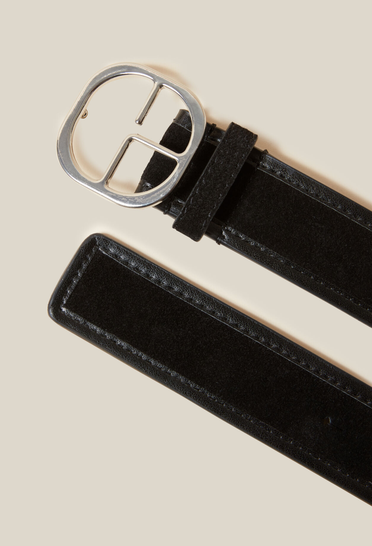 Ceinture cuir suède noir 