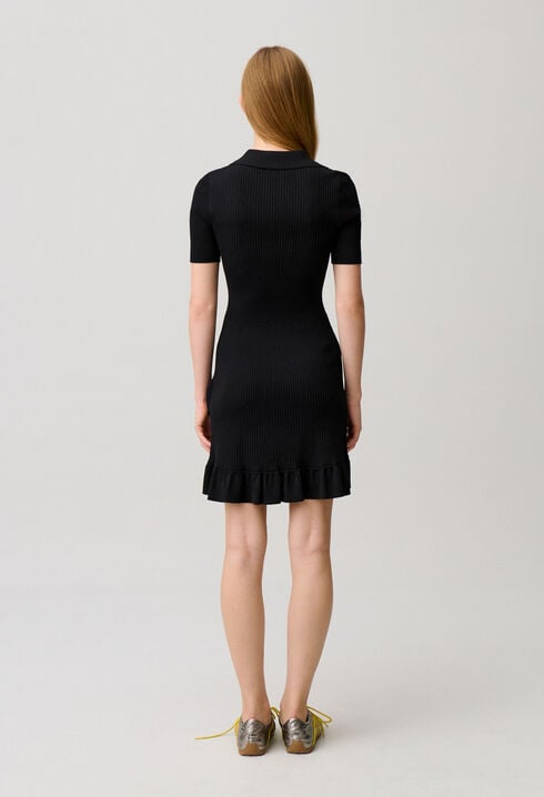 Shirt collar knit dress