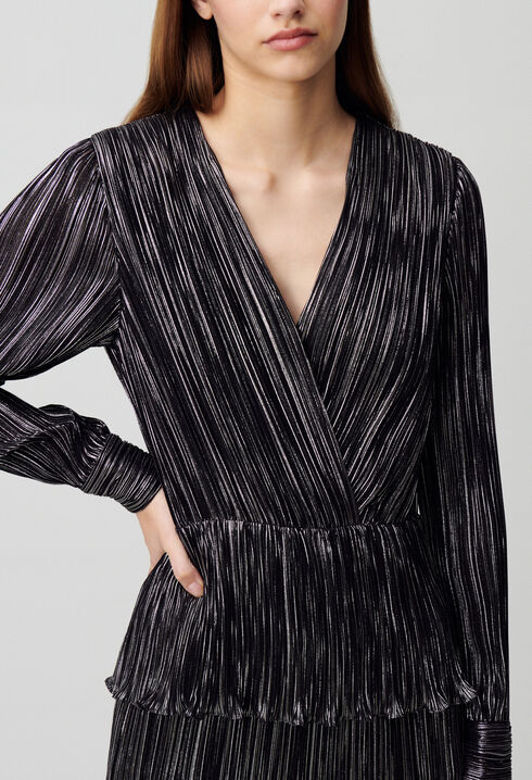 Robe argentée courte à volants