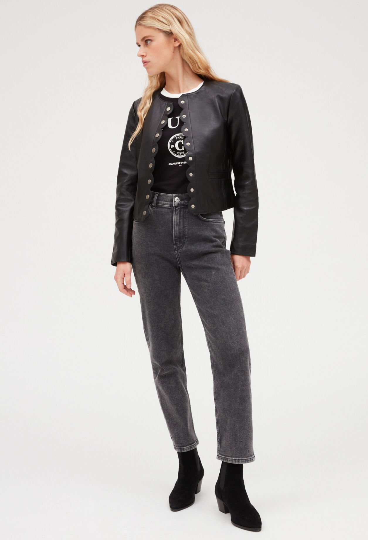Blouson cuir lisse