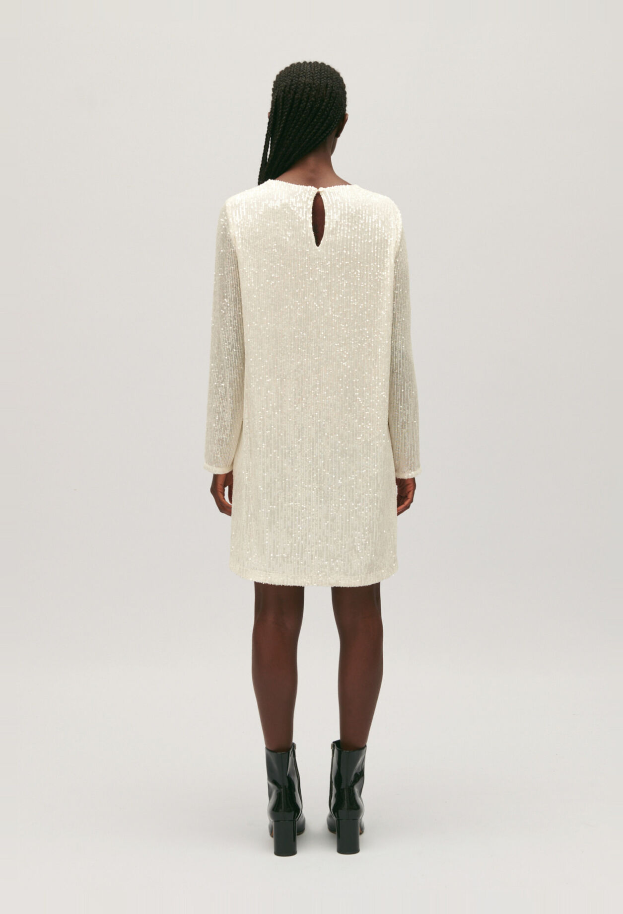Rififi short ecru dress with sequins