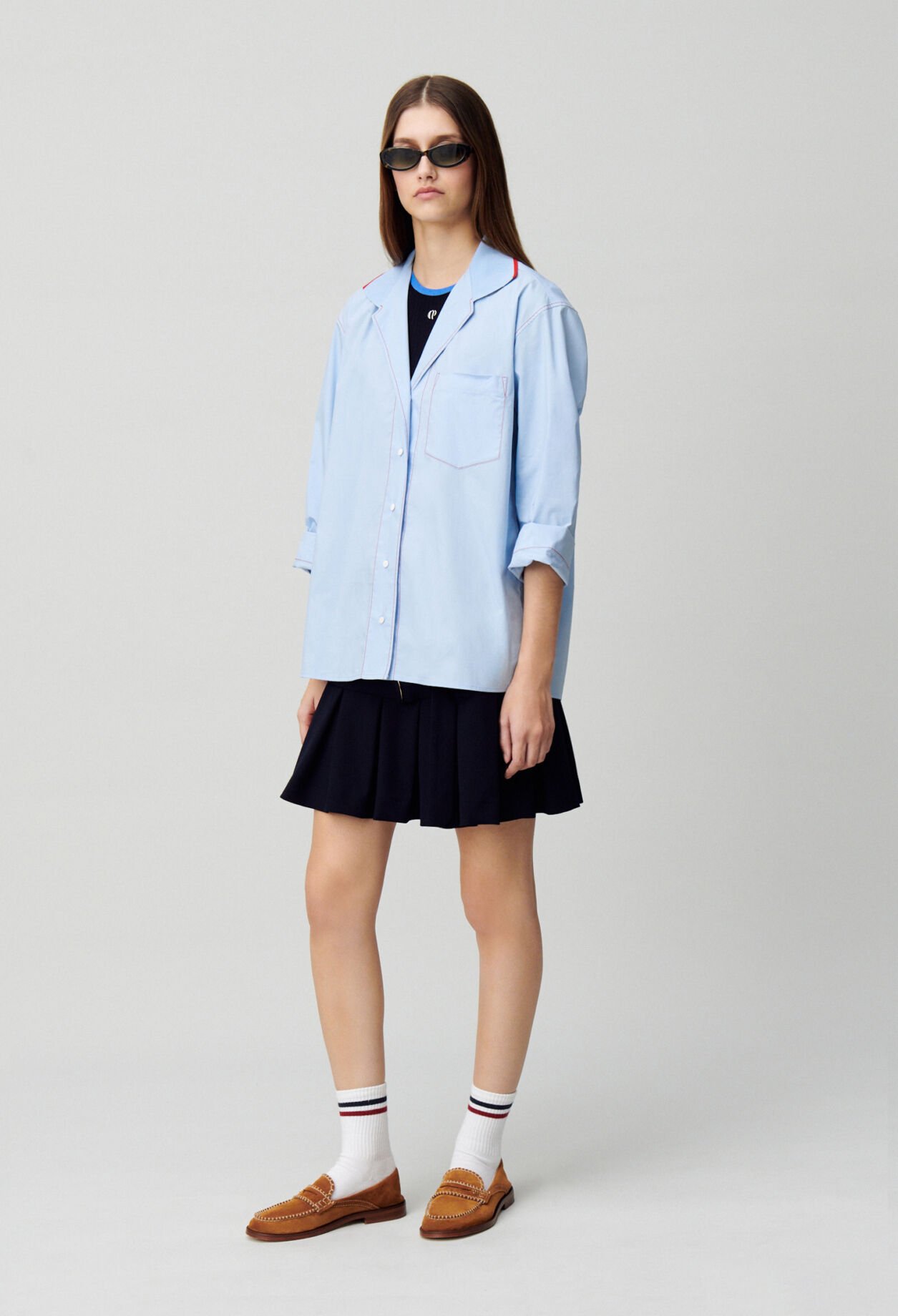 Kontrastierte Oversize-Bluse