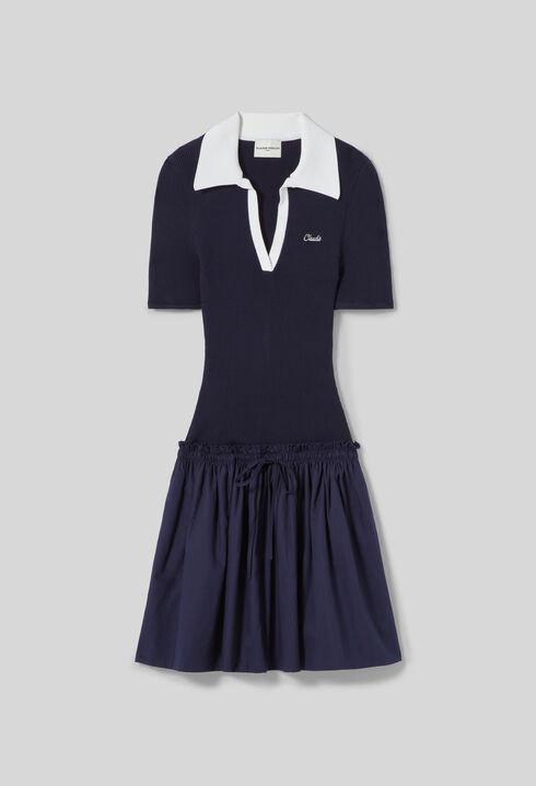 Bi-material knit dress