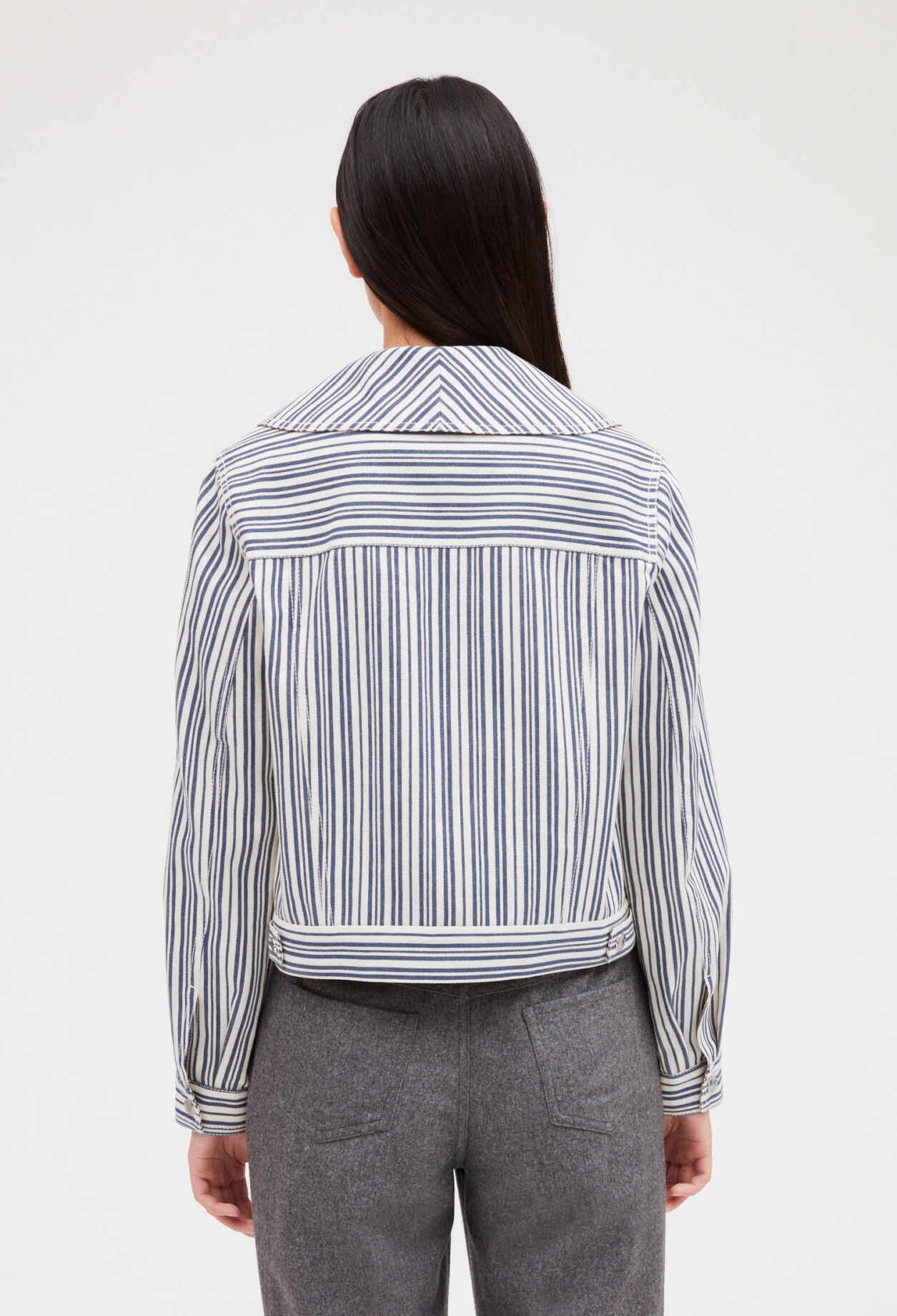 Veste jean à rayures