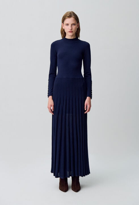 Long collared knit dress