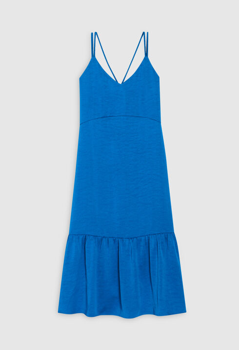 Satiny blue midi dress