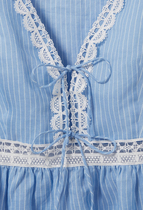 Striped Ruffle Top Lace Detailing