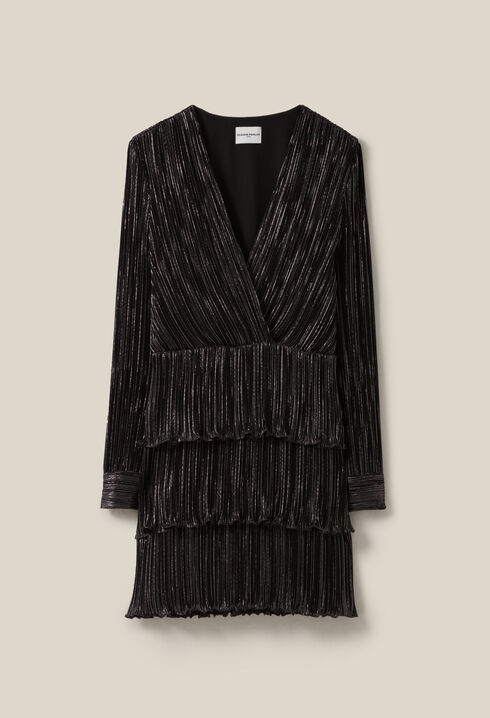 Robe argentée courte à volants