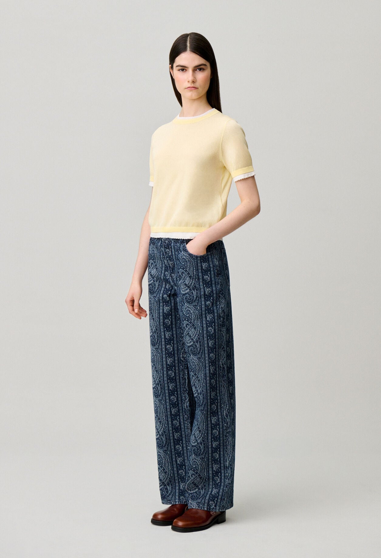 Contrast knit jumper