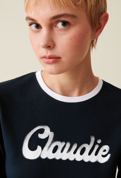 T-shirt coton manches longues noir