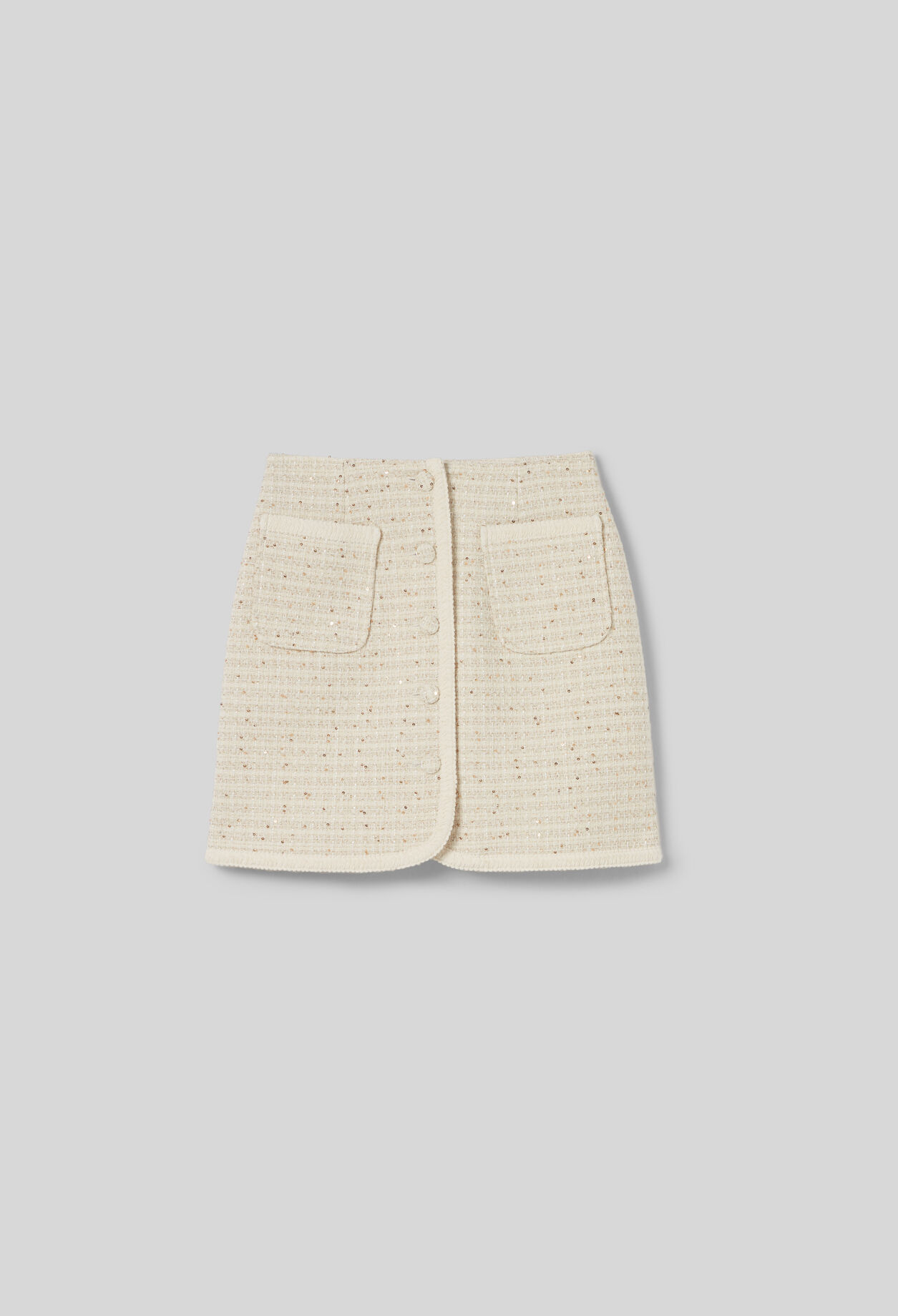 Jupe courte tweed boutonnée