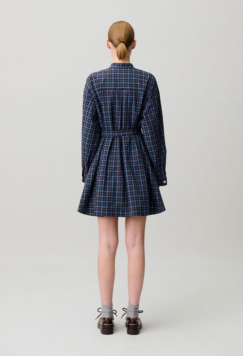 Checked cotton shirt dress