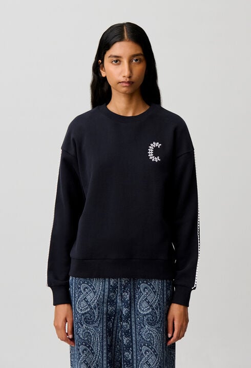 Sweatshirt coton organique broderie C