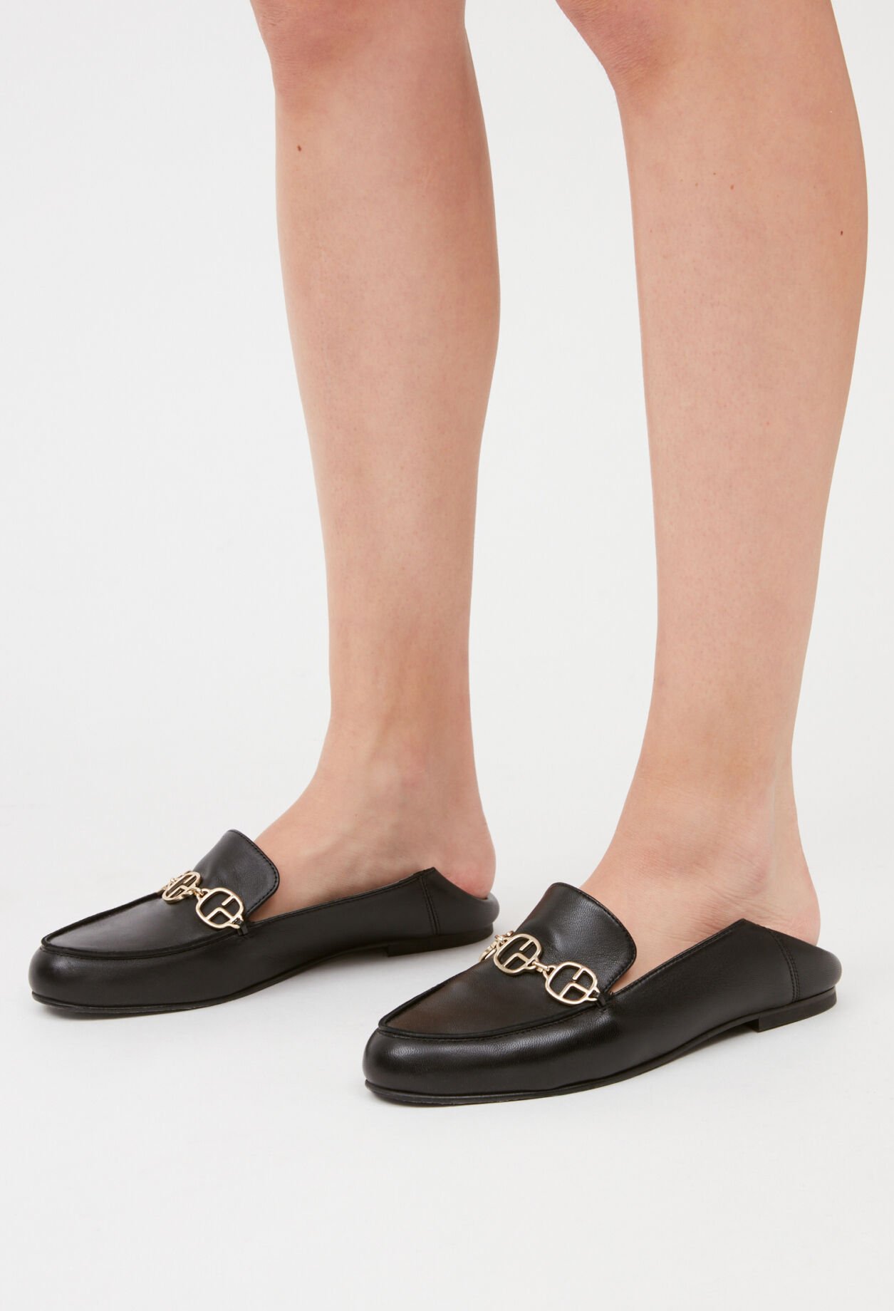 Black leather loafers