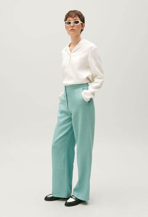 Linen blend suit trousers