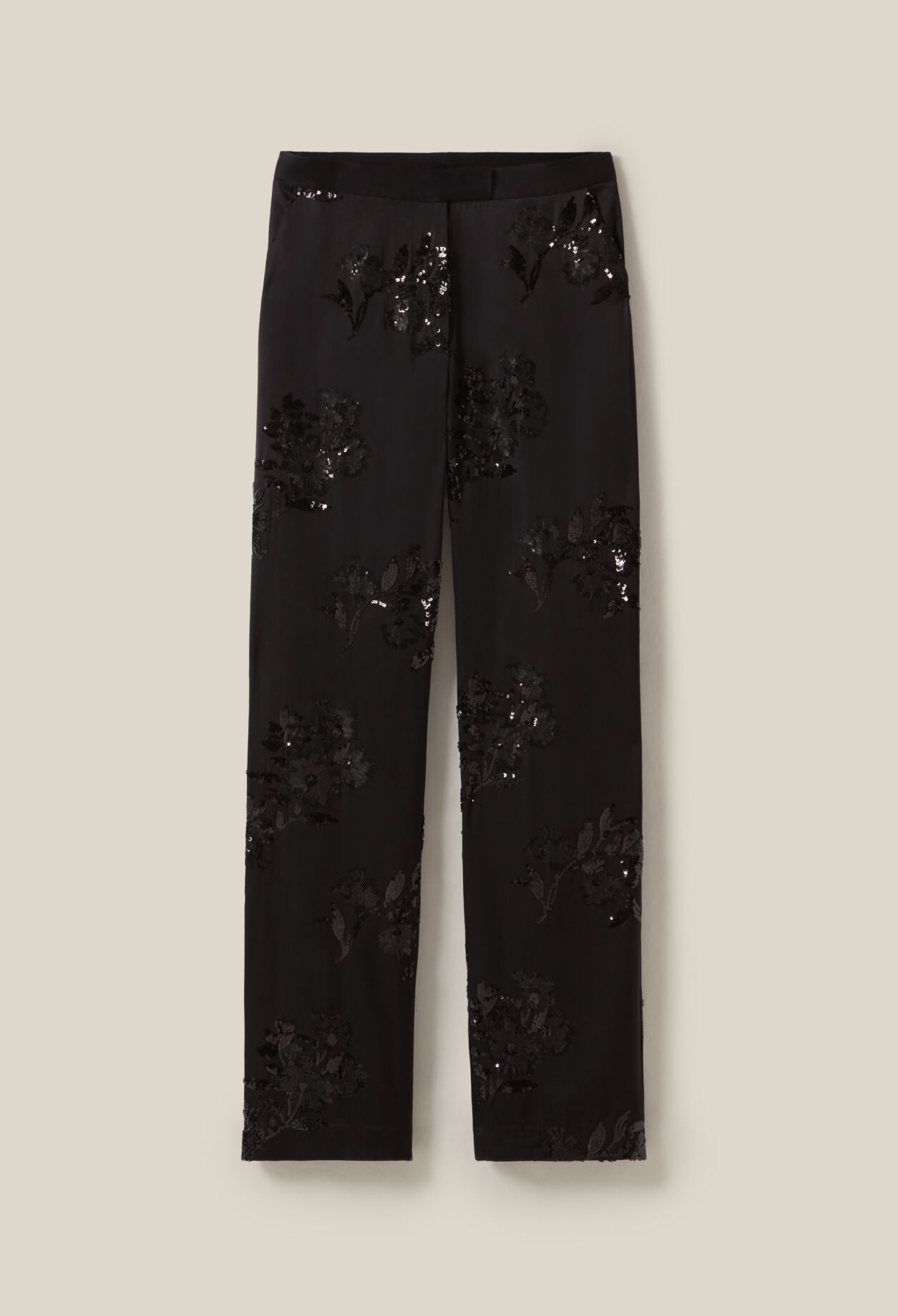 Schwarze Hose Paillettenstickerei