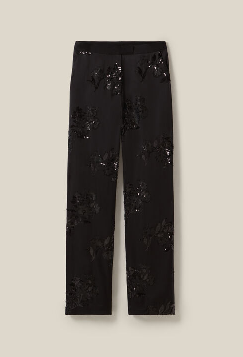 Schwarze Hose Paillettenstickerei