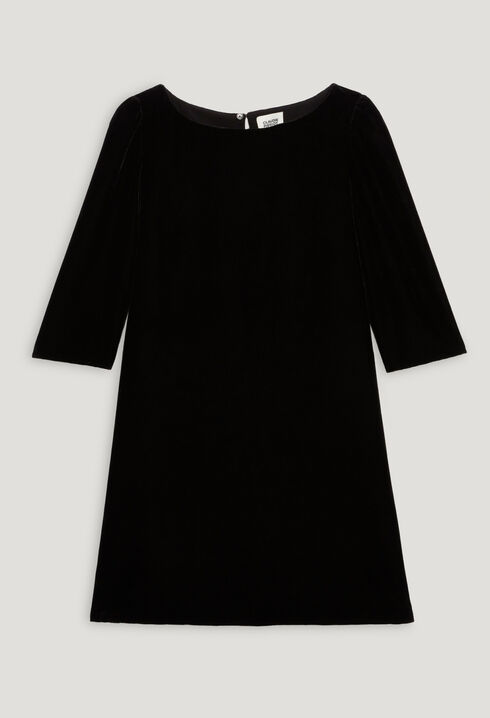 Kurzes Rififi-Kleid aus schwarzem Samt