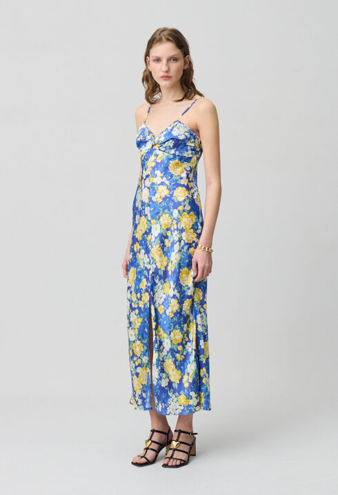 Floral Satin Maxi Dress