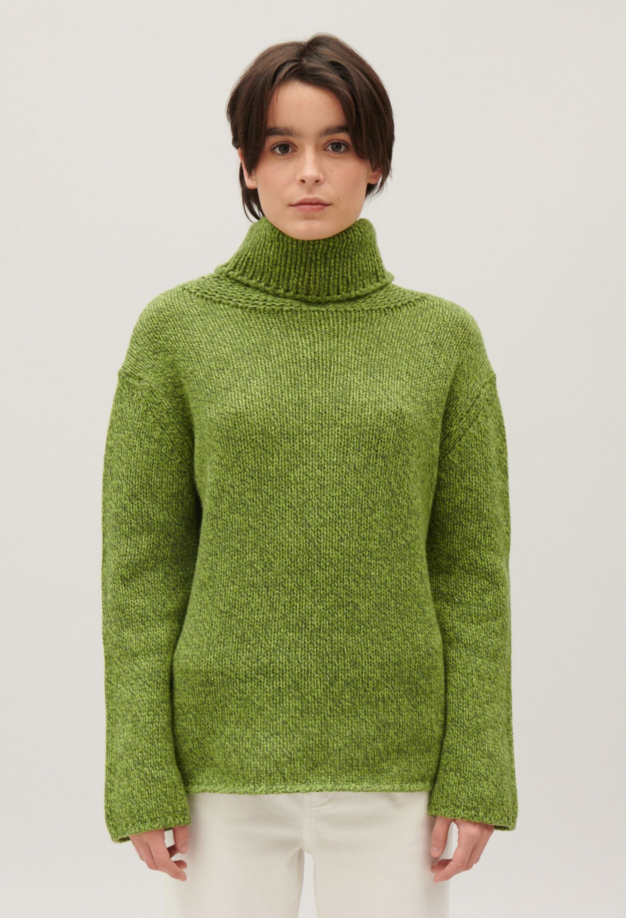Matcha knitted polo neck jumper