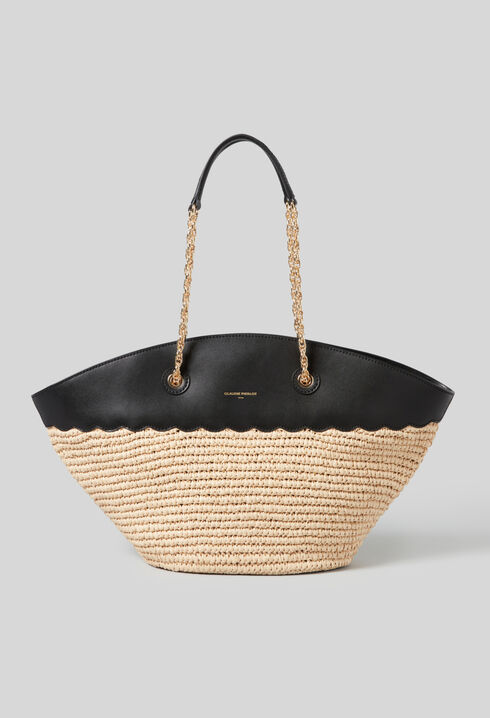 Sac panier tressé et cuir