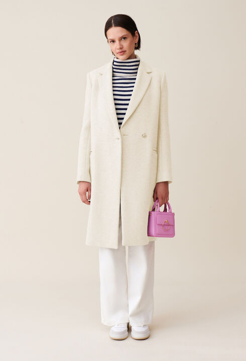 Tailored ecru mid-length coat